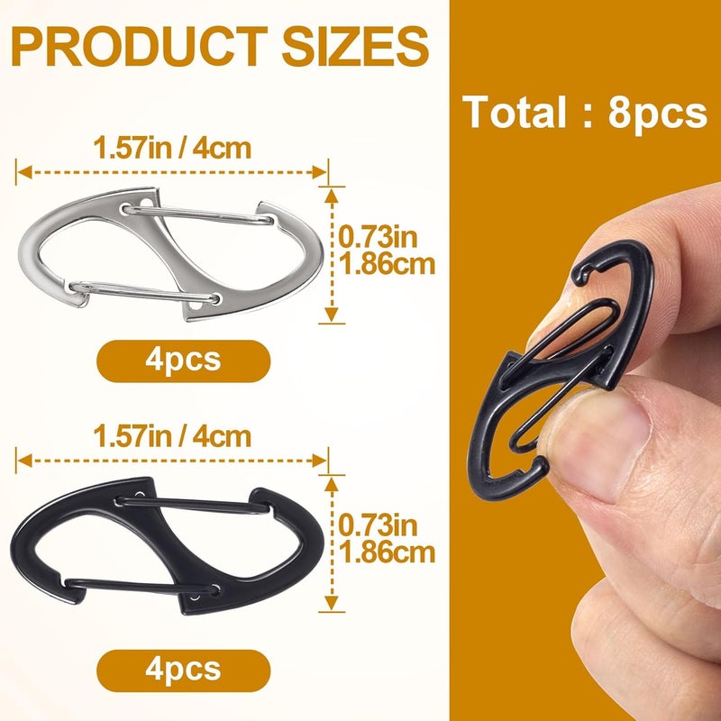 Deozu 8 Pcs Zipper Clip Anti Theft Deterrent, Dual Opening Safety Zipper Locks Pull Replacement for Backpacks, Camping, Suitcases, Purse (Black, Silver) - Image 2